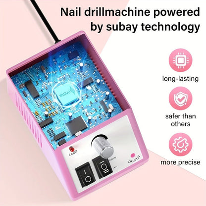 Professional Nail Drill Kit 20000RPM with 6 Drill Bits & 50 Sanding Bands — Electric Manicure Pedicure Machine Low Noise Dual-Hand for Acrylic Gel Natural Nails, Home & Salon Nail File Set, 8-in-1 Option
