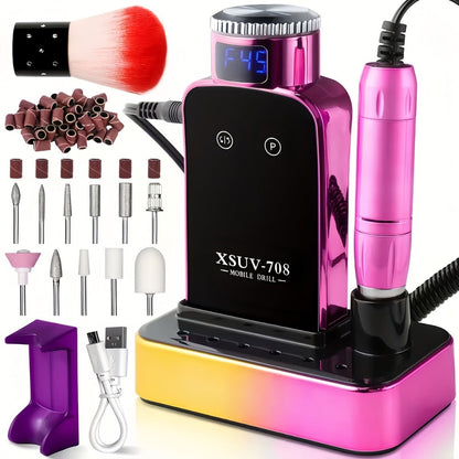 45000RPM Cordless Nail Drill Machine – Rechargeable Professional Electric Efile for Acrylic & Gel Nails | Variable Speed Nail Drill for Manicure, Pedicure, Shaping & Polishing, Salon & Home Use