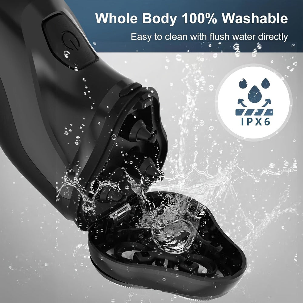 Electric Rotary Shaver for Men – USB Rechargeable Waterproof Cordless with Pop-Up Trimmer, 1-Hour Fast Charge, Stainless Steel Blades, Wet Dry Close Shave, Grooming Gift for Dad Husband Boyfriend