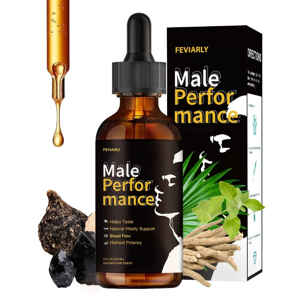 Men's Herbal Performance Drops with Shilajit Black Maca Longjack Root L-Arginine – Natural Vitality & Circulatory Support Supplement, Clean Formula No Chemical Additives, Gentle Non-Irritating