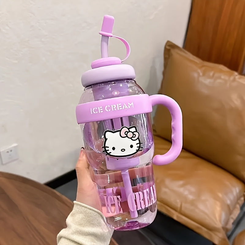 PPSU Straw Water Bottle with Hello Kitty Design – BPA-Free, Large Capacity, Drop-Resistant & Leak-Proof, Easy-Carry Handle, Ideal for Outdoor, Camping, Office & Home Use – Sanrio Kids & Adults Cup