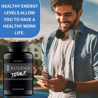Total-T Testosterone Booster for Men — Daily Vitality & Hormone Support Capsules | Natural Energy, Strength, Stamina & Overall Male Health Formula | 90 Capsules