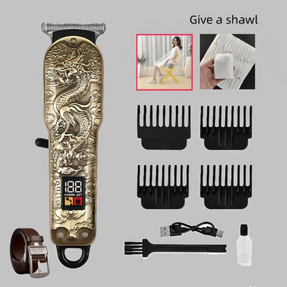 Professional Hair Clipper Set 9-Piece JH702 Electric Trimmer with Fashion Belt & Digital Display for Men & Women - Rechargeable Salon-Grade Grooming Kit Home Barber Gift