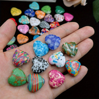 Heart Shaped Stones 50 100pcs Colorful Rainbow Natural Stone Hearts for DIY Jewelry Making Yoga Meditation Worry Stones Christmas Valentine Gift Craft Supplies