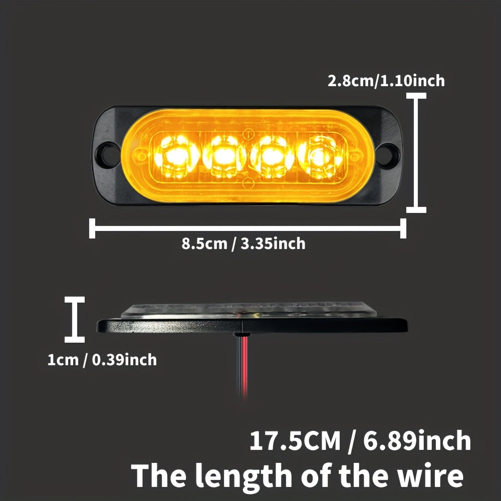 12pcs New Upgraded 12V-24V Universal LED Light for Atv Utv Boat Bike-Heavy-Duty Off-Road with Amber/Red/White, 12-24V Vehicle