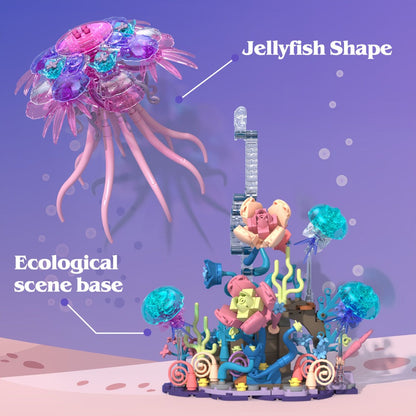 Jellyfish Building Block Model 526pcs – DIY Ocean Brick Assembly Kit for Adults & Teens, Aesthetic Desk Shelf Decor Display, Unique Creative Gift for Valentine's Day Birthday Christmas Halloween