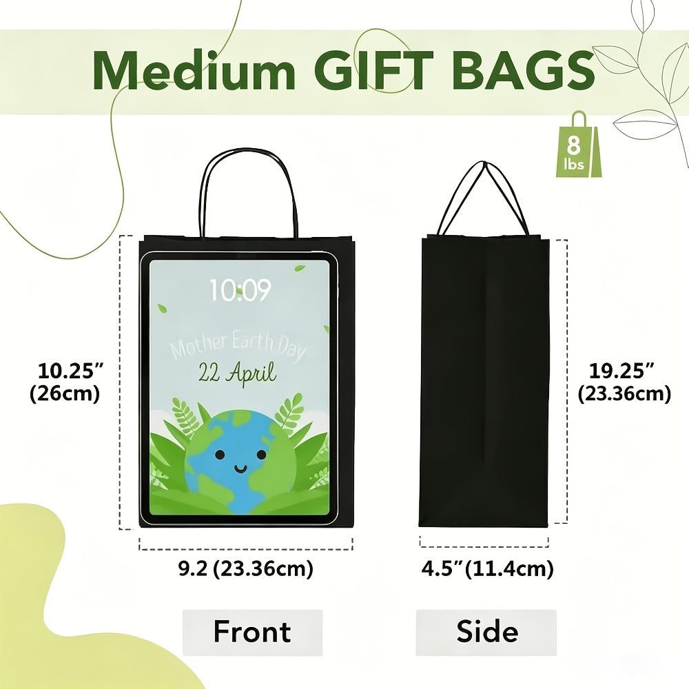 Paper Bags with Handles Bulk - Kraft Paper Gift Bags 25/75/100/300 Pcs, Black White Brown Reusable Shopping Bags for Small Business Retail, Birthday Party, Graduation, Easter Gift Wrapping Packaging