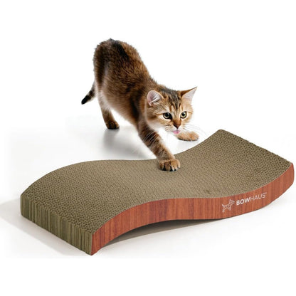 Cat Scratcher Lounger Reversible - Large Cardboard Cat Scratching Pad & Board for Indoor Cats, 5-Layer Durable Construction, Double-Sided Scratch Surface, Furniture Protector, Basic 8pcs & Curved 1pc