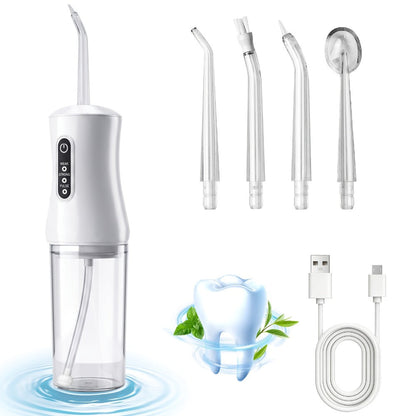 Adjustable Pressure Water Flosser with Interchangeable Nozzles — USB Rechargeable Smart Electric Oral Irrigator for Deep Teeth & Gum Cleaning, Portable Travel-Ready Dental Care Gift for Women Men