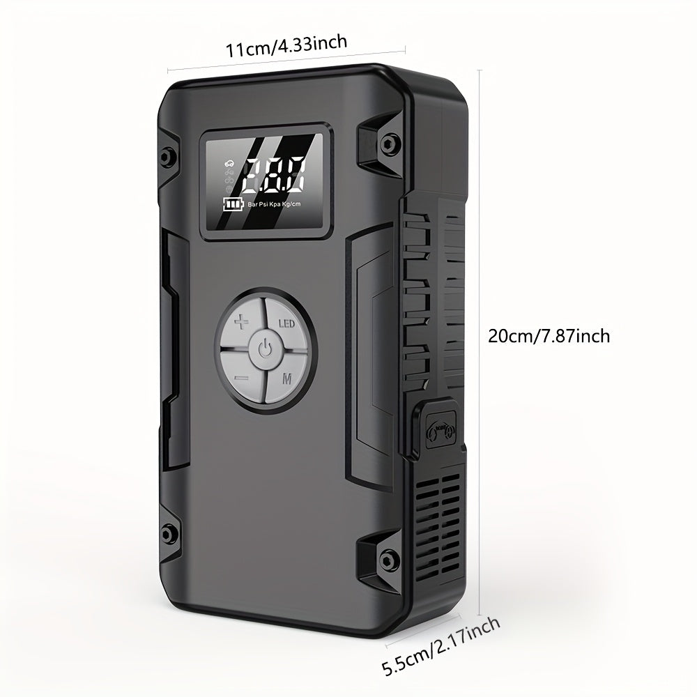 10000A 7-in-1 Multi-Function Emergency Jump Starter with Air Pump, 150PSL Car Battery Booster, Tire Inflator, Portable Vehicle Battery Charger, Suitable for 2.64-Gallon Gasoline or 2.38-Gallon Diesel Batteries, LED Emergency Light