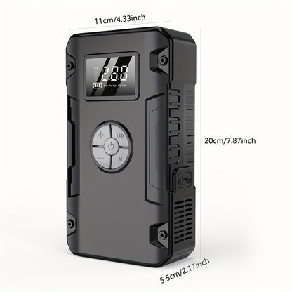 10000A 7-in-1 Multi-Function Emergency Jump Starter with Air Pump, 150PSL Car Battery Booster, Tire Inflator, Portable Vehicle Battery Charger, Suitable for 2.64-Gallon Gasoline or 2.38-Gallon Diesel Batteries, LED Emergency Light