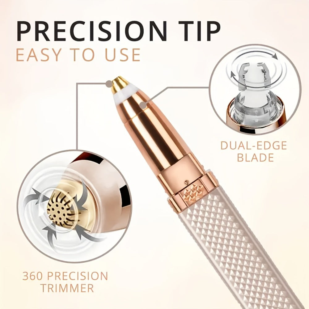 Facial Hair Trimmer for Women — 2-in-1 Electric Eyebrow Trimmer & Painless Lip Hair Remover | Precision Face Hair Removal Device for Eyebrows, Upper Lip, Chin & Body | Compact Portable Grooming Tool | 2-Pack (Gold & Pink)