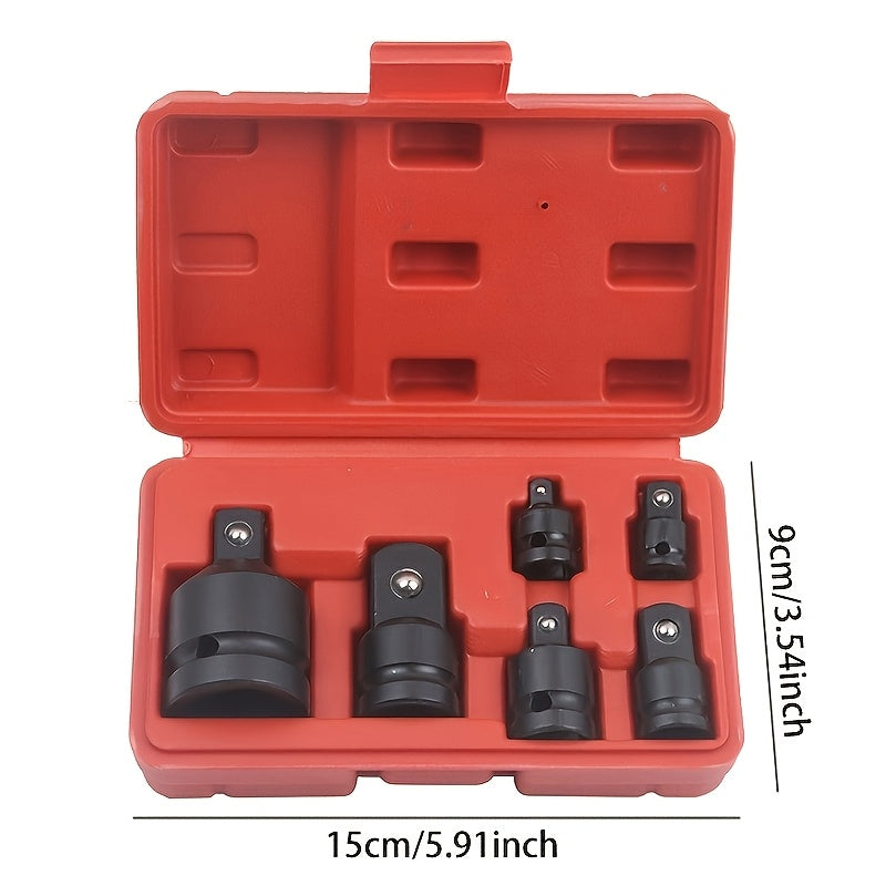 6pcs Impact Adapter And Reducer Head Kit, 1/4, 3/8, 1/2, 3/4 Inch Female-to-male Air Square Drive Conversion Wrench Tool, Highly Suitable for Auto Repair And Mechanical Work with Protective Cover, The Perfect Gift for Maintenance Technicians