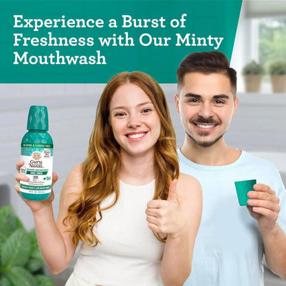GuruNanda Alcohol Free Mouthwash 2 Pack 16 oz Each Fluoride Free Oral Rinse with 8 Essential Oils Sodium Chlorite Vitamins D3 E K2 ADA Accepted Wild Mint 24 Hour Fresh Breath for Adults