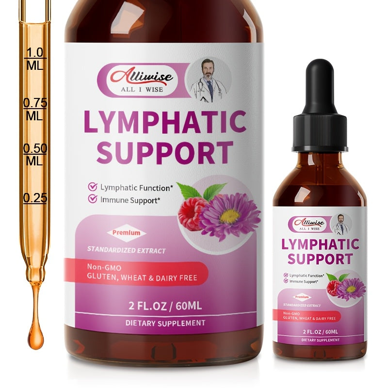 Lymphatic Health Drops 11-in-1 with Echinacea Elderberry Astragalus Burdock Root Dandelion Red Clover 2.03oz – Natural Herbal Immune Detox Lymph Drainage Support Supplement
