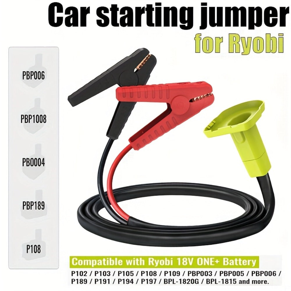 Jumper Cables with Battery Adapter – Compatible with Dewalt 18V & Ryobi 18V, 8AWG 5.9FT Portable Car Jump Starter Cables for Light Vehicles (Battery Not Included)