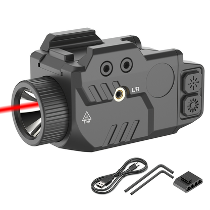 Handgun Light & Laser Combo - 750 Lumen Rechargeable Pistol Flashlight with Red/Green/Blue Laser Sight, Strobe Function, Picatinny Rail Mount for Tactical & Home Defense