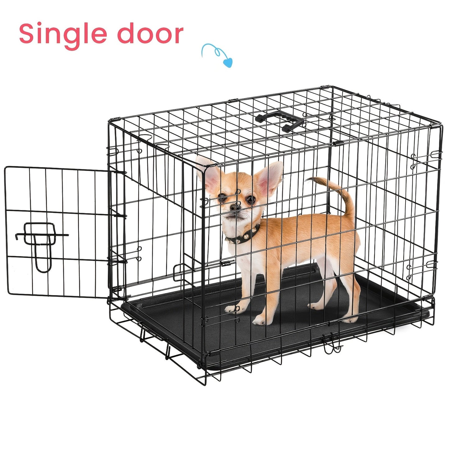 Dog Crate with Divider Panel & Double Door - Folding Metal Wire Dog Cage with Leak-Proof Tray, Indoor Outdoor Travel Pet Kennel for Small Medium Large Dogs, 5 Sizes
