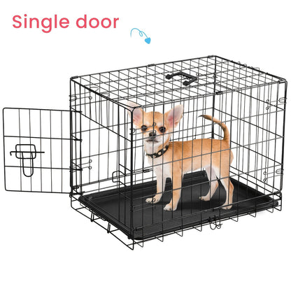 Dog Crate with Divider Panel & Double Door - Folding Metal Wire Dog Cage with Leak-Proof Tray, Indoor Outdoor Travel Pet Kennel for Small Medium Large Dogs, 5 Sizes