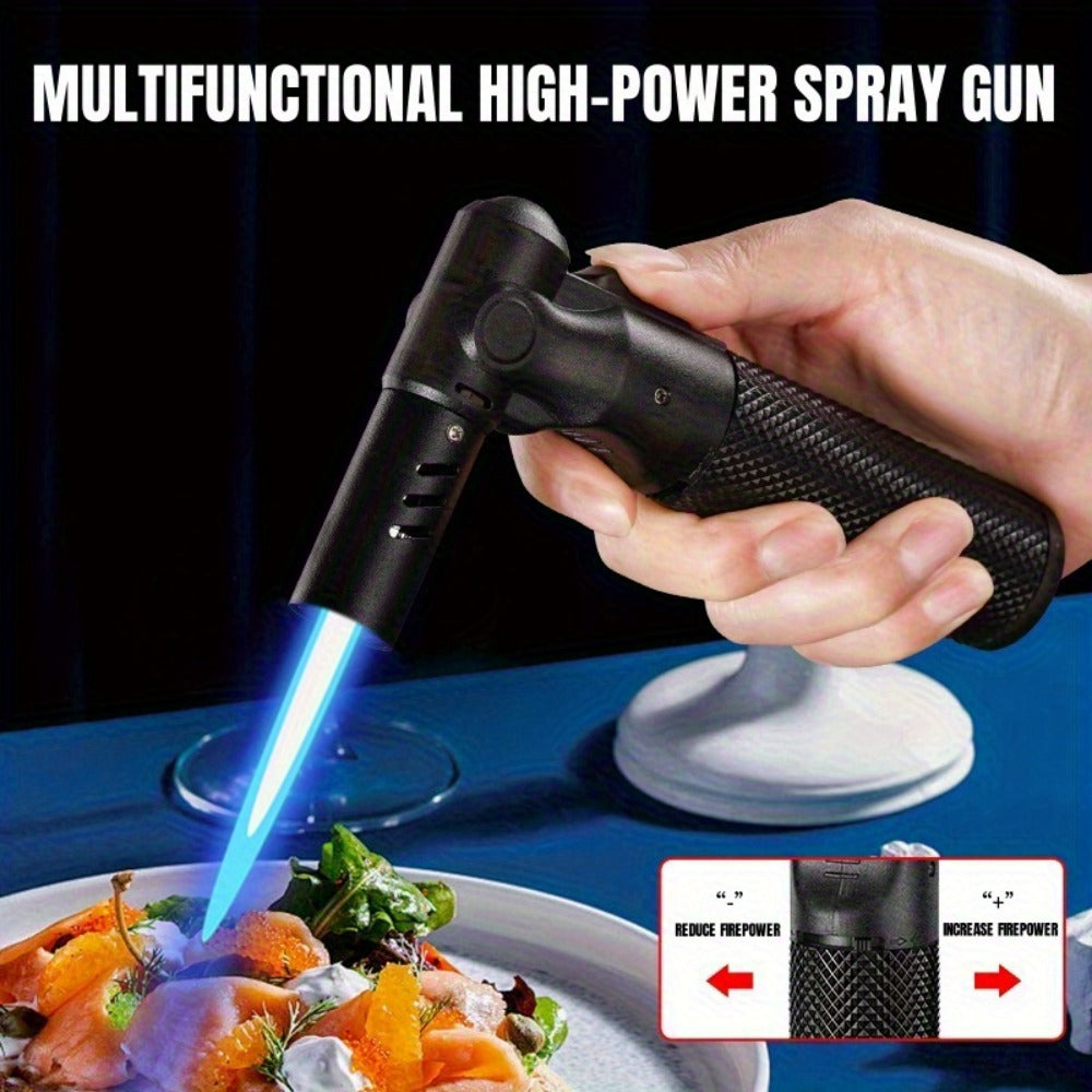 Windproof Torch Lighter – Refillable Jet Flame Butane Lighter with 360° Inverted Ignition, 1800°C High Temp Blowtorch, Flame Size Adjustment, Portable for Camping, BBQ, Welding, Soldering (Butane Not Included)