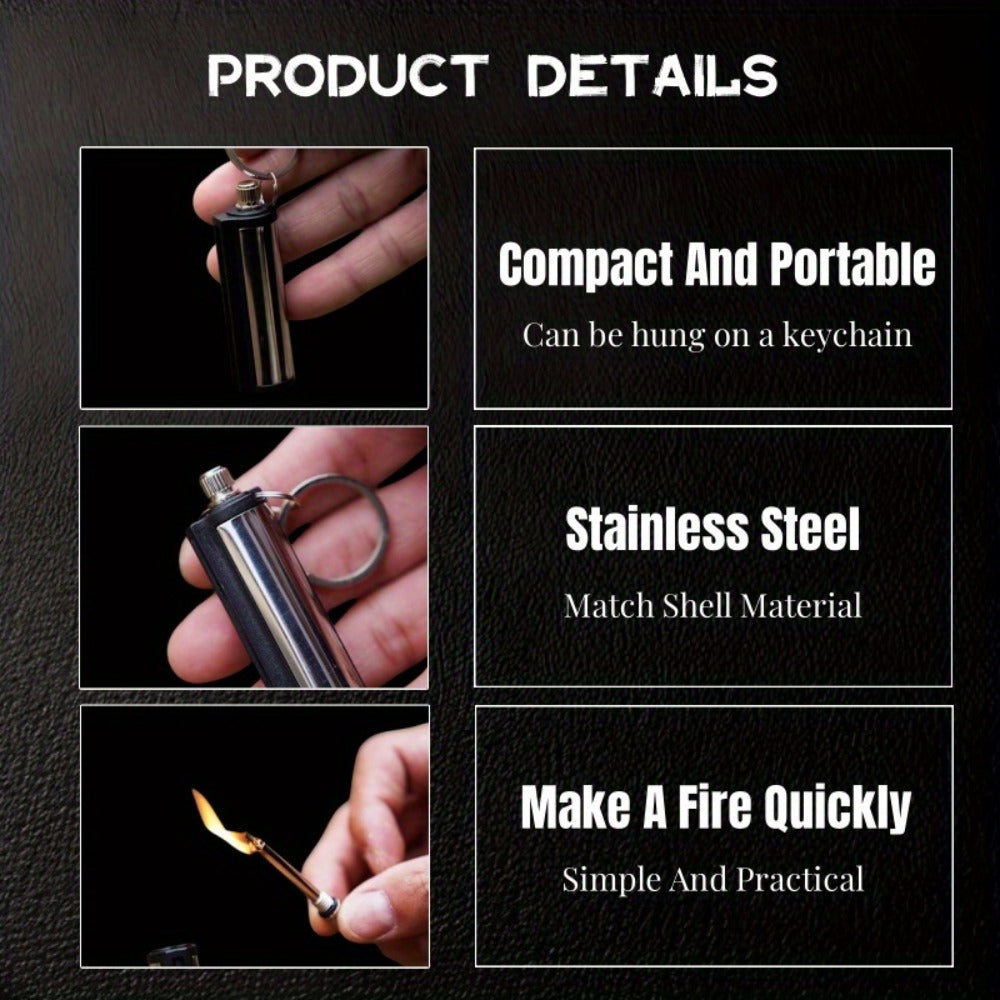 Metal Match Kerosene Lighter 10pcs, Emergency Survival Matches Multi-Functional Keychain Fire Starter for Outdoor Camping Hiking Survival Gear, Windproof Reusable Fire Starting Tools – No Lighter Fuel Included