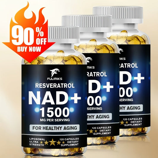 NAD+ Supplement Capsules with Resveratrol – Cellular Energy, Anti-Aging & Daily Vitality Support for Women & Men, 120 Capsules 60-Day Supply by FULIMIKS