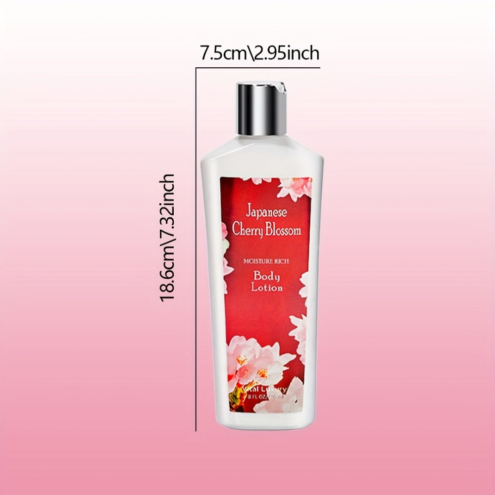 Cherry Blossom Body Lotion 8oz – Vitamin E & Glycerin Moisturizing Cream Non-Sticky 12-Hour Hydration Nourishing Day & Night Skin Care for All Skin Types Women