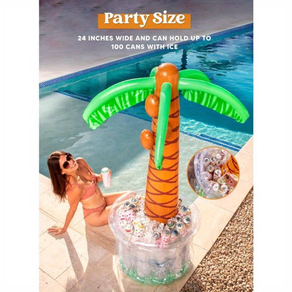5FT Inflatable Palm Tree Drink Cooler – Tropical Beverage Ice Bucket for Luau Hawaiian Pool Party Decorations | Beach Theme Birthday & Summer Outdoor Party Supplies, Indoor & Outdoor Use