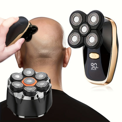 Rotary Electric Shaver for Men 5D 7D Detachable Multi-Head Floating Razor LED Display Type-C Fast Charging Cordless Grooming Kit for Home Travel Smooth Close Shave
