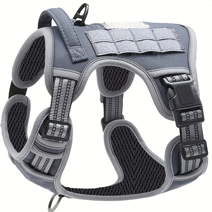 No-Pull Dog Harness Military Style Reflective Vest with Control Handle – Tactical Dog Harness for Training & Service Dogs, S/M/L/XL, Black, Dark Violet, Khaki, Grey, Yellowish-Brown