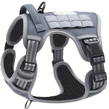 No-Pull Dog Harness Military Style Reflective Vest with Control Handle – Tactical Dog Harness for Training & Service Dogs, S/M/L/XL, Black, Dark Violet, Khaki, Grey, Yellowish-Brown