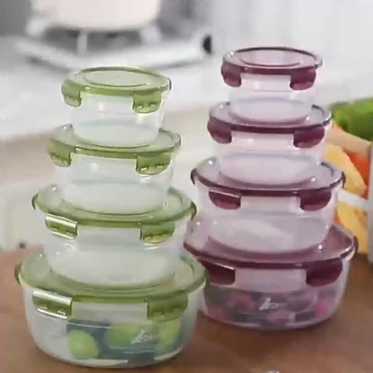 Refrigerator Storage Containers Large Capacity 3/4pcs Airtight - Keeps Fruit Vegetable Meat Egg Dumpling Fresh, Stackable Space-Saving Plastic Food Storage Boxes for Kitchen Fridge, Purple Green Blue Beige