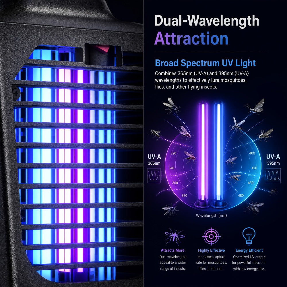 IPX4 Waterproof Bug Zapper Plug-In – Electric Flying Insect Trap with LED Light & ABS Housing, Indoor Mosquito Zapper for Home, Bedroom, Kitchen & Patio, Safe Chemical-Free Fly Trap – Black