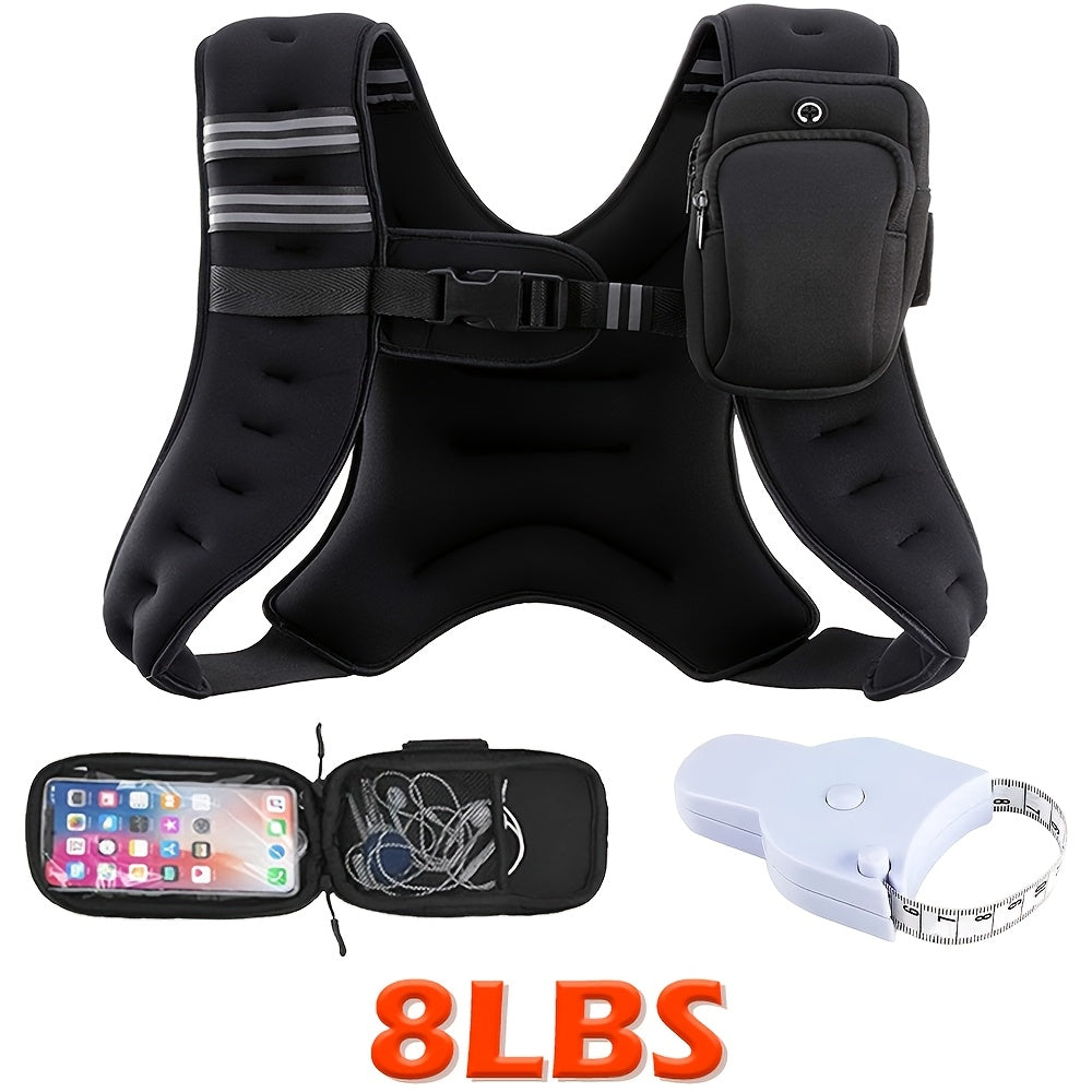 Weighted Vest for Running & Strength Training – Slim Fit Reflective Design with Phone Pouch, Snap-On Unisex Weight Training Vest for Gym, Core Strength & Bone Health, 8 / 12 / 16 lb Options