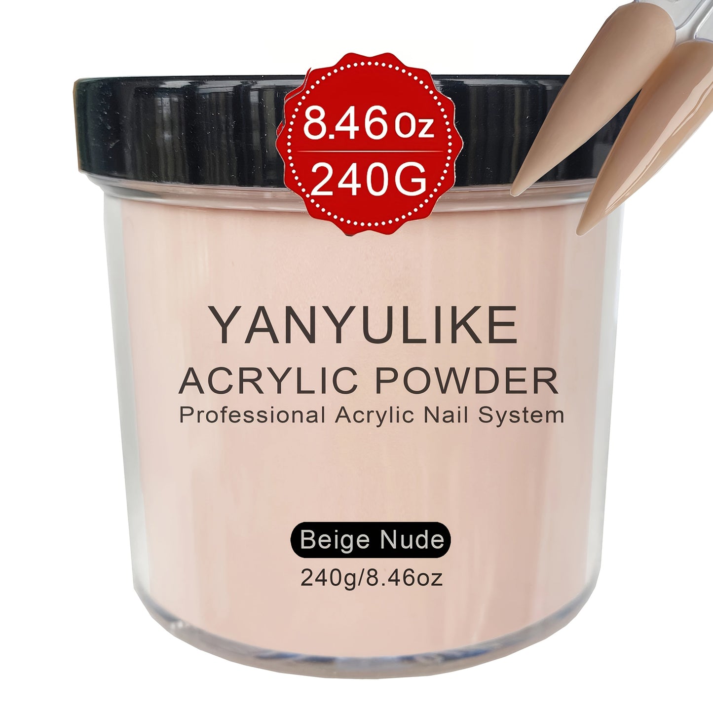 Acrylic Nail Powder 8oz Professional Clear Pink Nude White Fast Set No Lamp Required for Nail Extensions 3D Nail Art Carving Salon Quality Bulk Powder for Beginners Techs