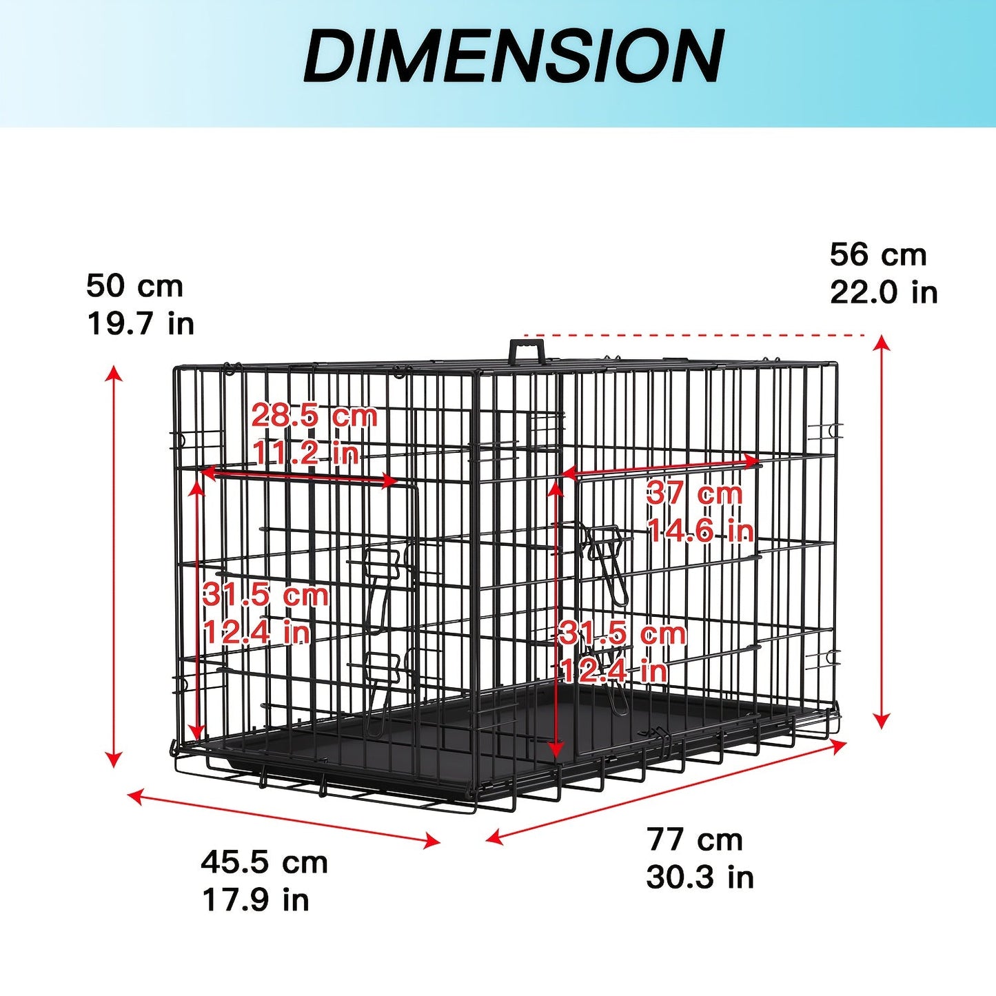 Dog Crate Foldable Metal Wire Dog Cage with Divider Panel & Leak-Proof Tray – Indoor Outdoor Dog Kennel for Small Medium Dogs, Rabbits & Small Animals, Multiple Sizes & Colors