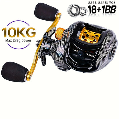 Lightweight Baitcasting Reel with Magnetic Brake System – 22LB Max Drag, Ergonomic Handle, Saltwater Freshwater Fishing Reel for Bass Trout Carp, Left Right Hand Available