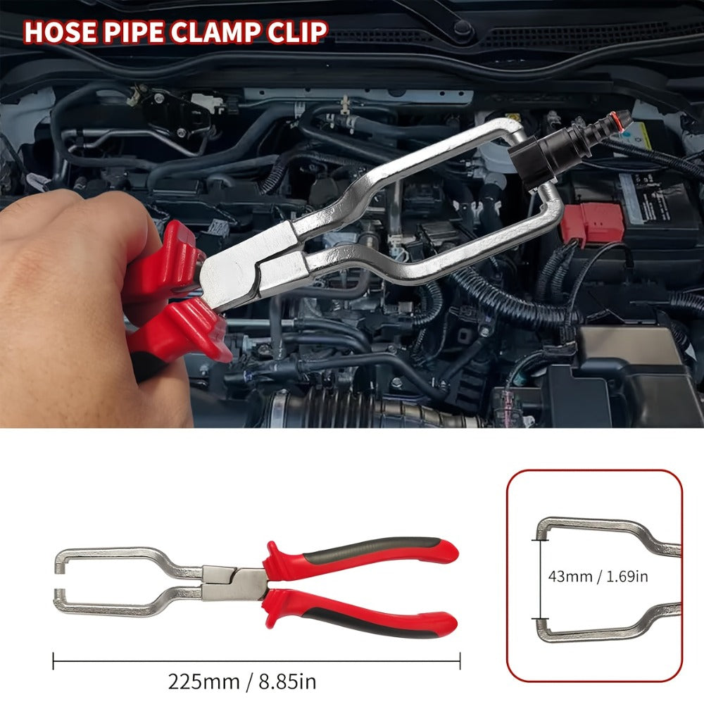 Fuel Line Pliers Set 8pcs Heavy Duty – Auto Fuel System Repair Kit with 80° Disconnect Pliers, Hose Clamp Pliers, Caliper & Filter Tool, Durable Steel, Red & Black Handles for Mechanics & DIY