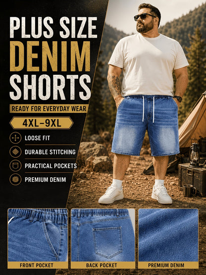 Men's Denim Shorts - Elastic Waist