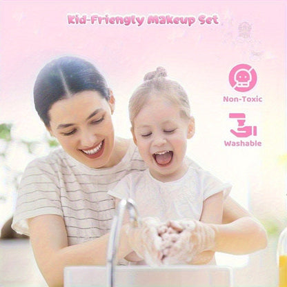 Kids Pretend Makeup Set for Girls Ages 3-12 – Non-Toxic Washable Princess Cosmetics with Crossbody Coin Purse, Dress Up Role Play Toy, Birthday Christmas Gift for Girls
