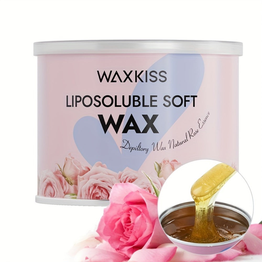 Soft Wax for Hair Removal 400g WAXKISS Honey & Aloe Vera Strip Wax Jar for Face Underarms Legs Body Back All Skin Types DIY Home Salon Waxing Kit for Women