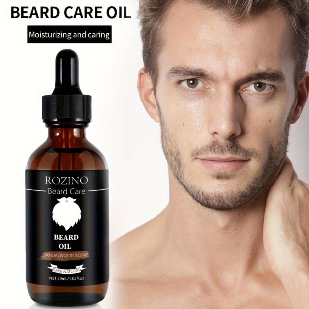 Beard Oil for Men – Sandalwood Scent with Plant Essence, Deep Moisturizing & Nourishing Beard Care Oil for Soft Smooth Glossy Beard, Daily Grooming Essential for Men, 30ml