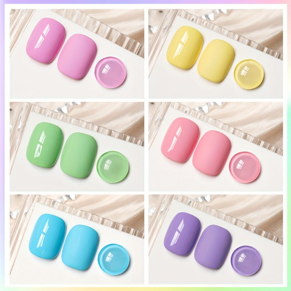Sweetheart Candy Gel Nail Polish Set 6 Colors – Multicolor Glossy LED Nail Art Kit Long-Lasting Salon Quality Semi Permanent Spring Summer Nail Gel Easy Apply Non-Toxic 6pcs