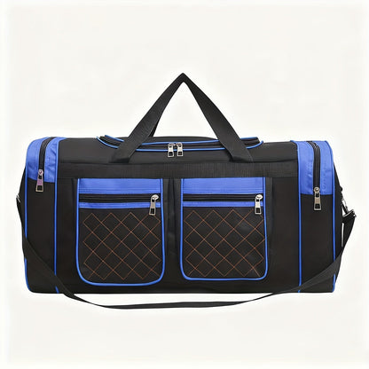 Gym Duffel Bag Large Capacity Travel Bag for Men Women Heavy Duty Polyester Multi Pocket Adjustable Shoulder Strap Zipper Closure for Fitness Workout Weekend Trips Business Travel Outdoor Black Blue Red