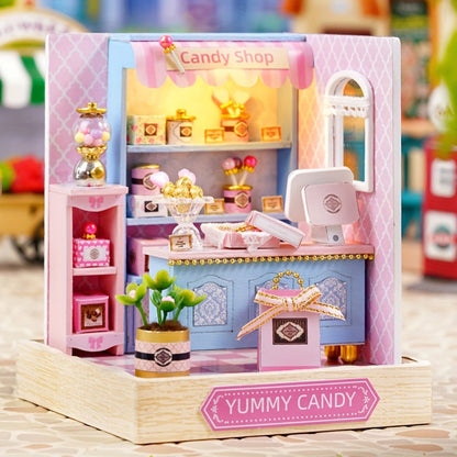 DIY Miniature Shop Dollhouse Kit with Dust Cover – Wooden Mini Store Assembly Set, 4 Themes Sakura Noodles Candy Atelier Coffee, Creative Home Decor Display Gift for Adults & Teens Birthday Christmas
