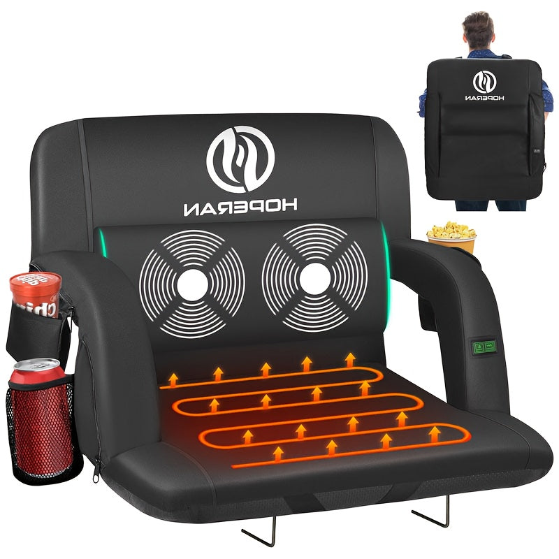 Heated Stadium Seat with Massage, 3-Level Heat & 6 Modes