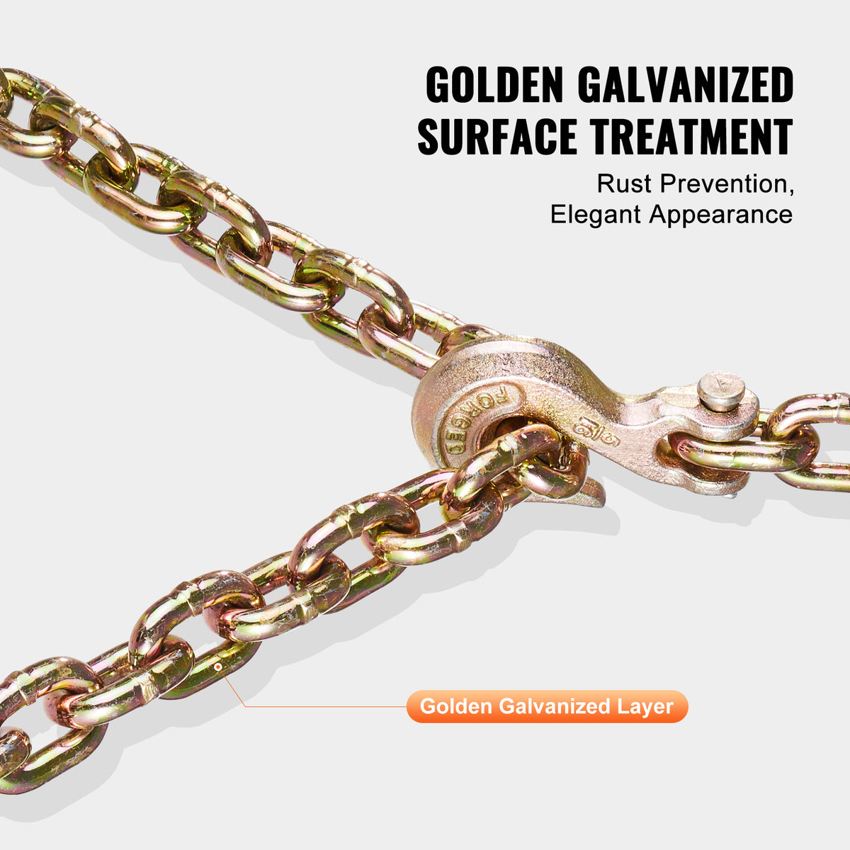 VEVOR Binder Chain G80 Tie Down Tow Chain with Two Hooks 5/16" x 14.2/10.3' 4900 lbs /3/8" x 10.3' 7100 lbs