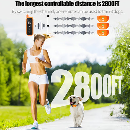 Dog Training Collar with Remote – Rechargeable E-Collar with 2600Ft Range, Beep, Vibration & Shock Modes, Security Lock | 1, 2 or 3 Dog Sets