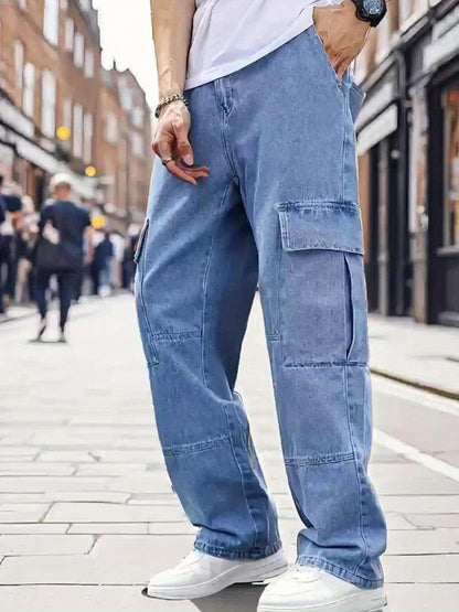 Men's Cargo Pants - Pocket Detail Wide Leg