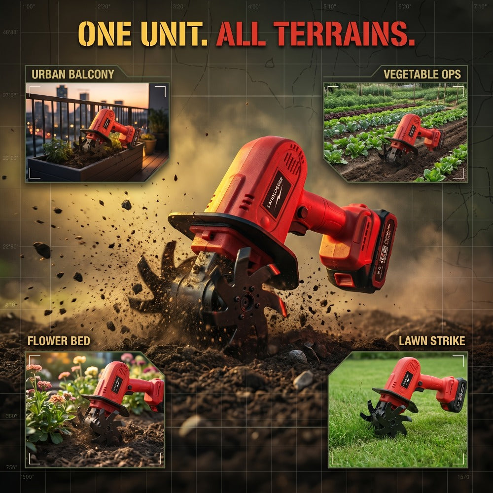 Cordless Electric Cultivator 20V Lightweight Handheld Rotary Tiller – 9-Inch Width 6.6-Inch Depth, 1 or 2 Batteries & Charger, Garden Soil Tiller for Courtyard Farmland Vegetable Garden Raised Bed